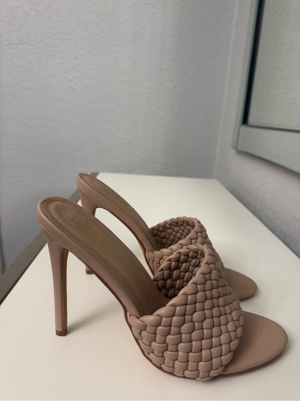 EGO Blush Woven High Heel Slide Sandals